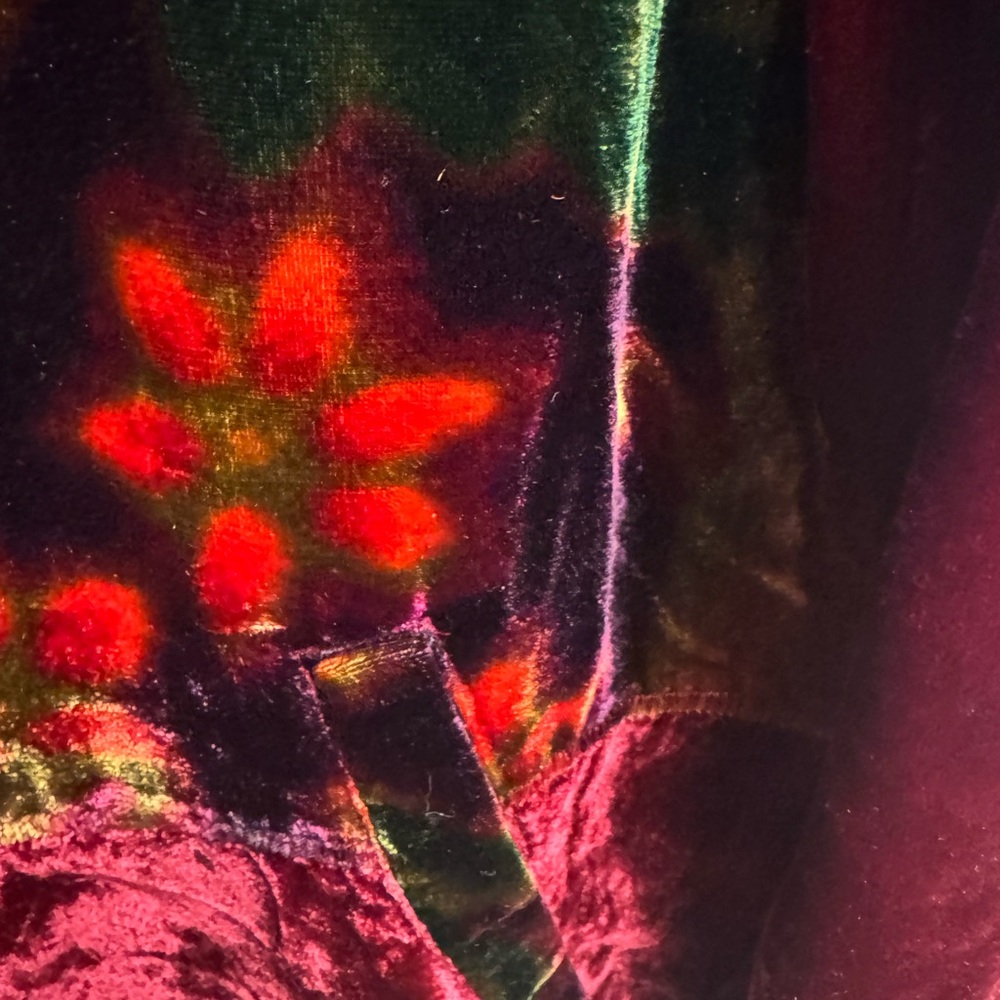 Coldwater Creek Women's Velvet Bomber Jacket - Red and Green - Picture 3 of 10